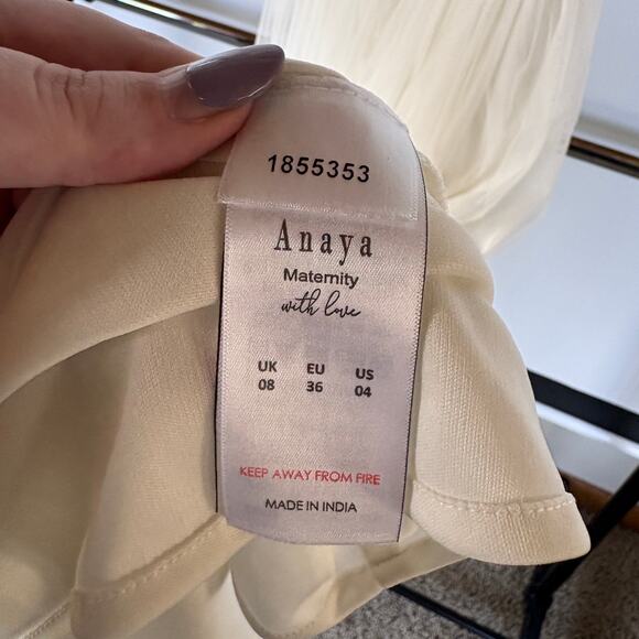 NWT Anaya Maternity Cream Babydoll Tulle Gauzy Summer Ethereal Maxi Dress Size 4 - Picture 10 of 11